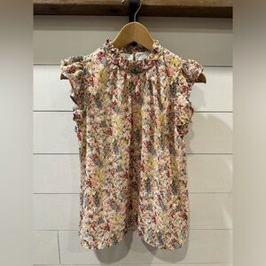 Andthewhy Floral Ruffle Sleeve Women's Top- size Medium